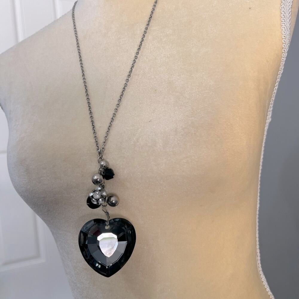 Fashion Silvertone Heart Statement‎ Necklace